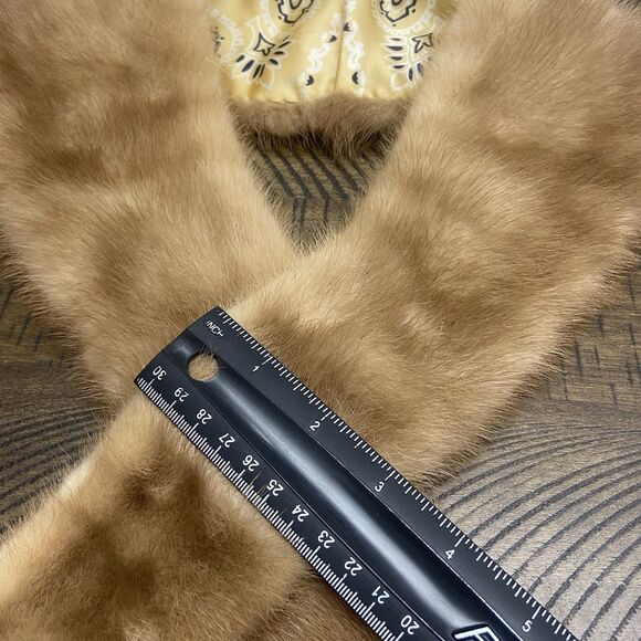 Light Brown Genuine Mink Fur Jacket Coat Collar Stole Wrap Scarf 45x4" Lined - Picture 10 of 10